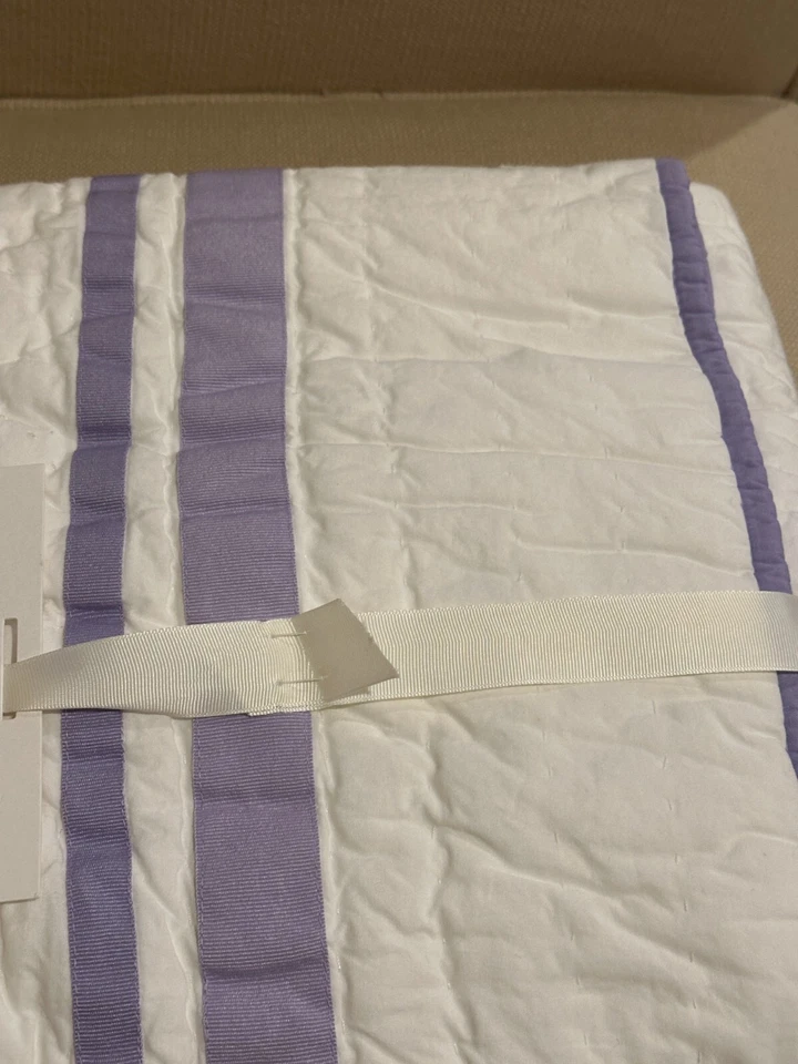 Edredón Pottery Barn HARPER algodón cuna niño púrpura blanco borde lavanda Foto 4 de 4