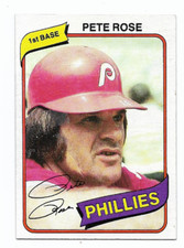 Vintage 1980 Topps Baseball Card #540 PETE ROSE Phillies 1st Base No HOF