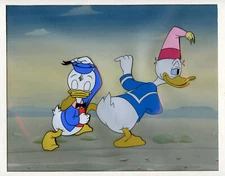 DONALD DUCK & NEPHEW DEWEY DUCK Wonderful World Color DISNEY DISNEYLAND CEL 1957