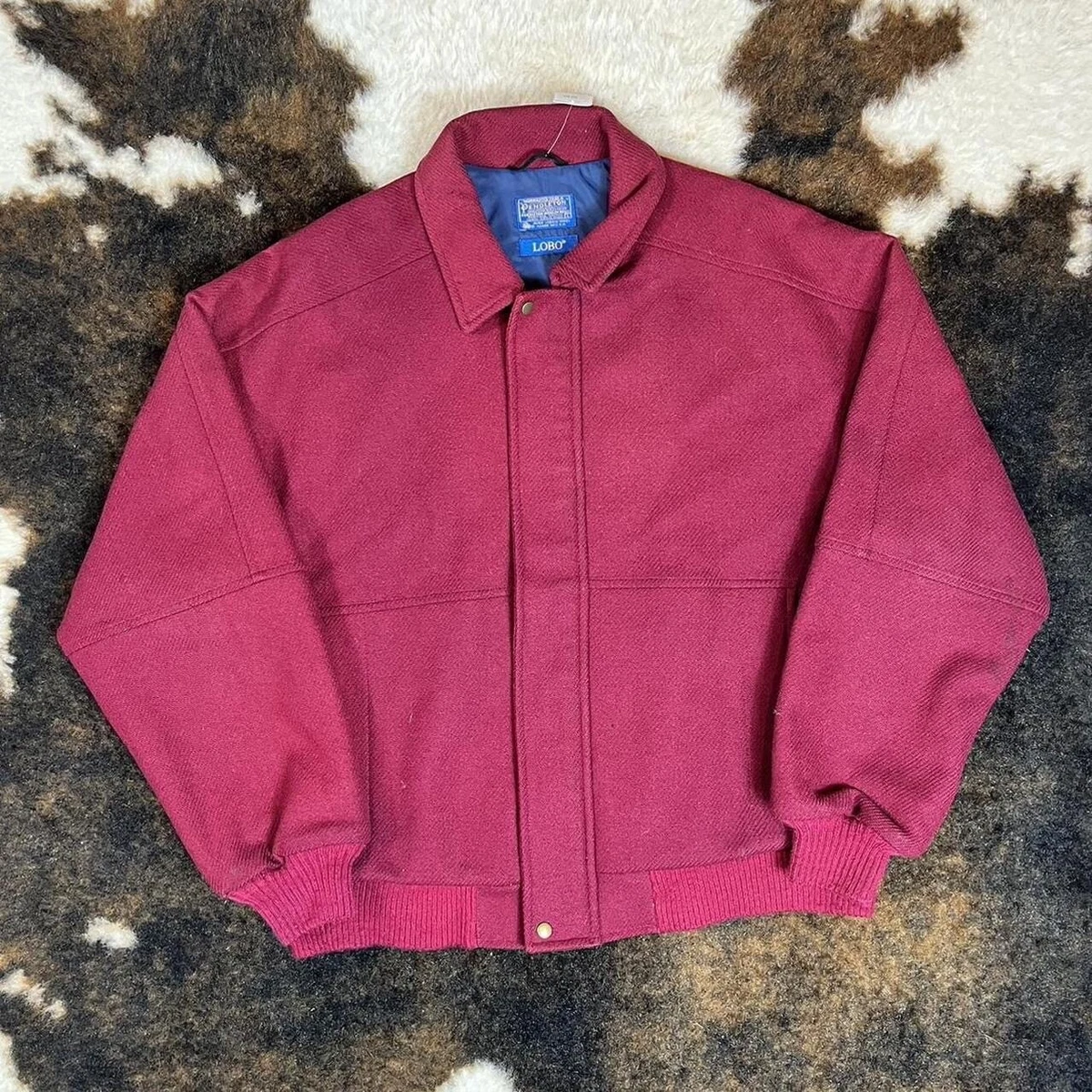 Pendleton High Grade Western Wear Wool Red Jacket Mens Large Vintage