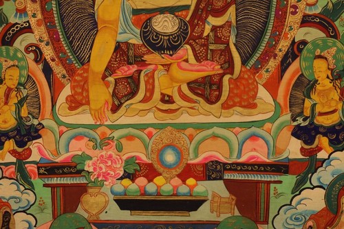 Wonderful Tibet Vintage Old Buddhist H-Painted Thangka Tangka Sakyamuni Buddha - Picture 5 of 8