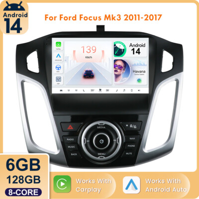 6GB+128GB For Ford Focus Mk3 2012-2017 Android 14 Car Radio Stereo GPS Carplay 
