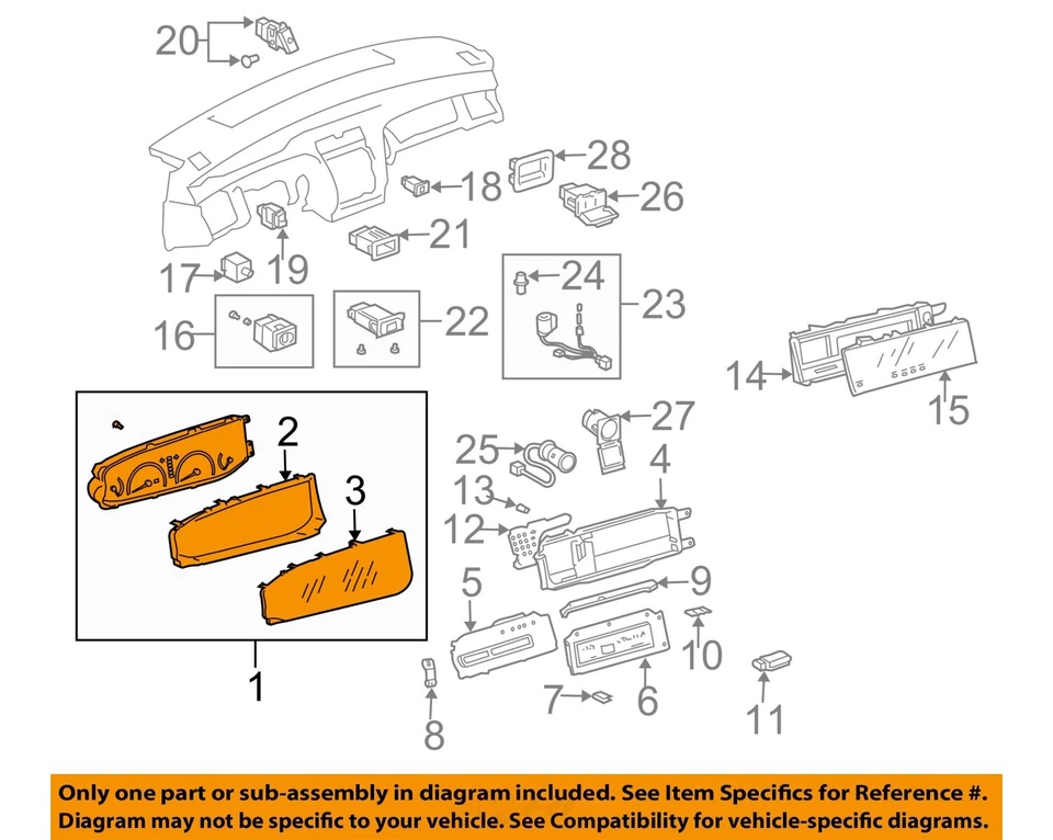 二手速度计 适合:2001 年 丰田 Avalon MPH 集群 带防盗 Gr — 第 3/4 张图片