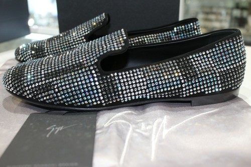 Giuseppe Zanotti Design Black Suede Crystal Embellished Loafer-Sz 39-New - Picture 2 of 9