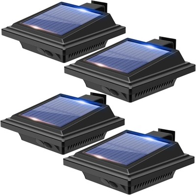 4Pcs 40LEDs Solar Light Sensor Lights for Gutter Fence Pathway Security Lamps