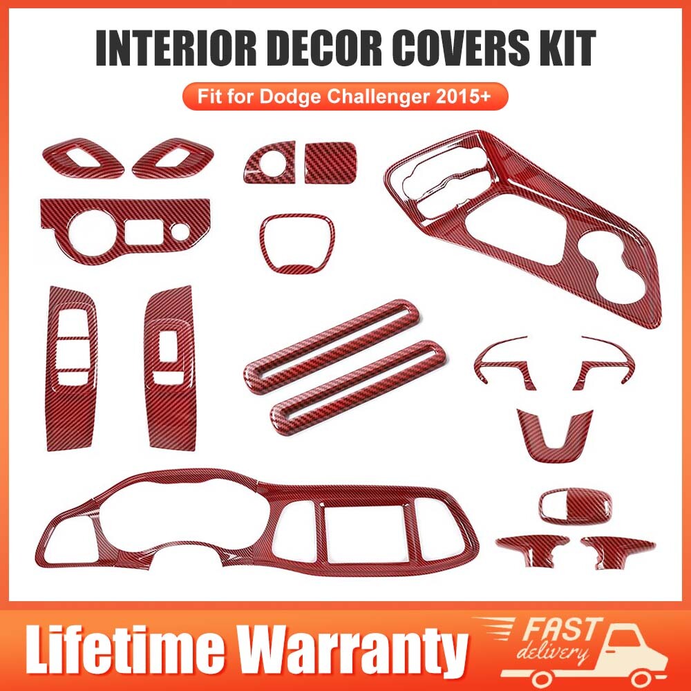 CHALLENGER ケース レッド For Dodge Challenger 15-23 20x Red Carbon Full Decor Accessories