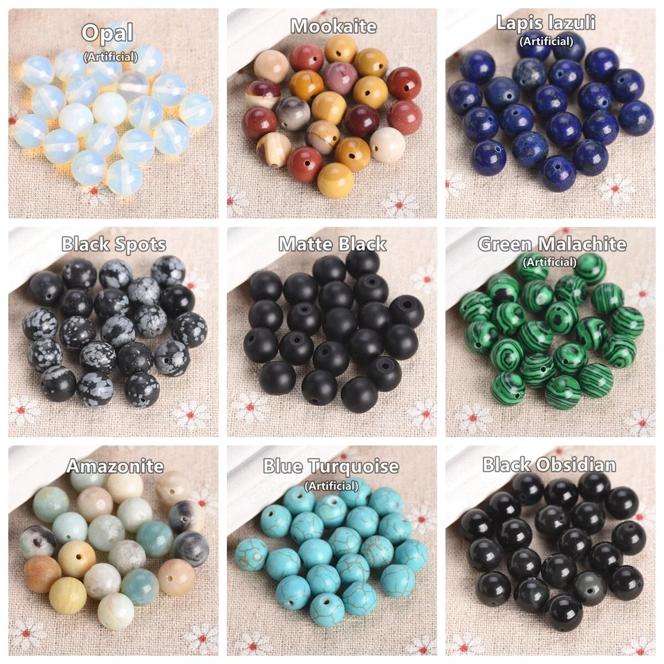 Natural Stone Round 4mm 6mm 8mm 10mm 12mm Loose Gemstone Beads For DIY Bracelet - Image 3 of 4