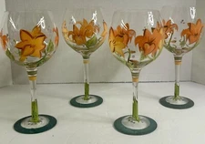 Hand Painted Artisian Water Goblets Set of 4