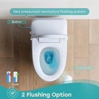 Power-free Smart Toilet with Bidet,Soft Open and Close, ADA seat Powerful Flush 6