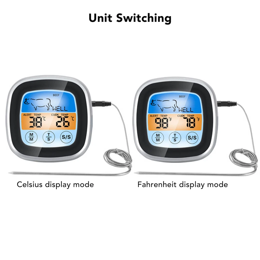 Digital Meat Thermometer LED Display Accurate Reading Meat Temperature Gauge