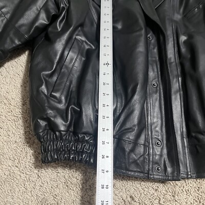 Vintage Phase 2 Leather Jacket Double Collar Black Bomber Genuine