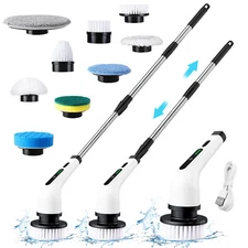 9 Heads Electric Spin Scrubber Cordless Bathtub Power Scrubber Cleaning Brush US