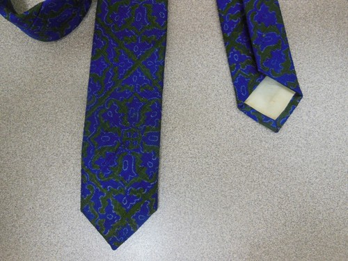 Retro 1940's-50's Blue Woven Pattern Carol Cravats, Boston, Slim Tie - Picture 2 of 7