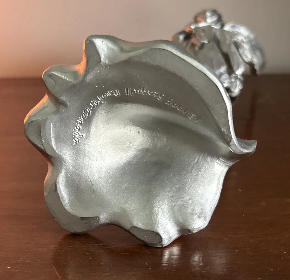 Angel Bud Vase Pewter with Glass Insert Seagull Canada Vintage 11” Tall