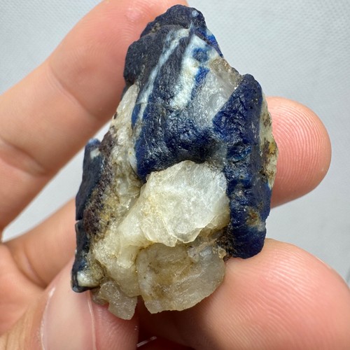 21 Gram Natural Translucent Blue Hauyne Specimen with Calcite from Afghanistan - Picture 4 of 10