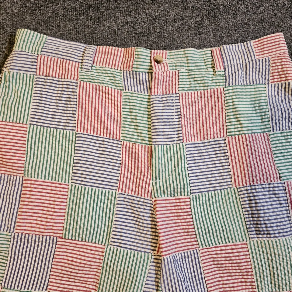 Pantalones Cortos T Harris Hombres Talla 34 Verde Azul Rojo Madrás Cuadros Seersucker Informales Preppy Foto 2 de 4