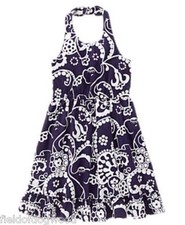NWT Gymboree Spice Market Navy White Paisley Halter Dress 4 5 6 7 8 Girls