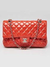 Chanel Pink Quilted Patent Leather Classic Medium Double Flap Bag