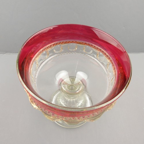 Vintage Kings Krone Daumenabdruck Cranberry Süßigkeiten Schale Rubin rot Blitzglas Kompott - Bild 4 von 9