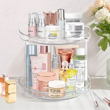 2-Tier Lazy Susan Bathroom Organizer 360 Degree Rotating Makeup Organizer