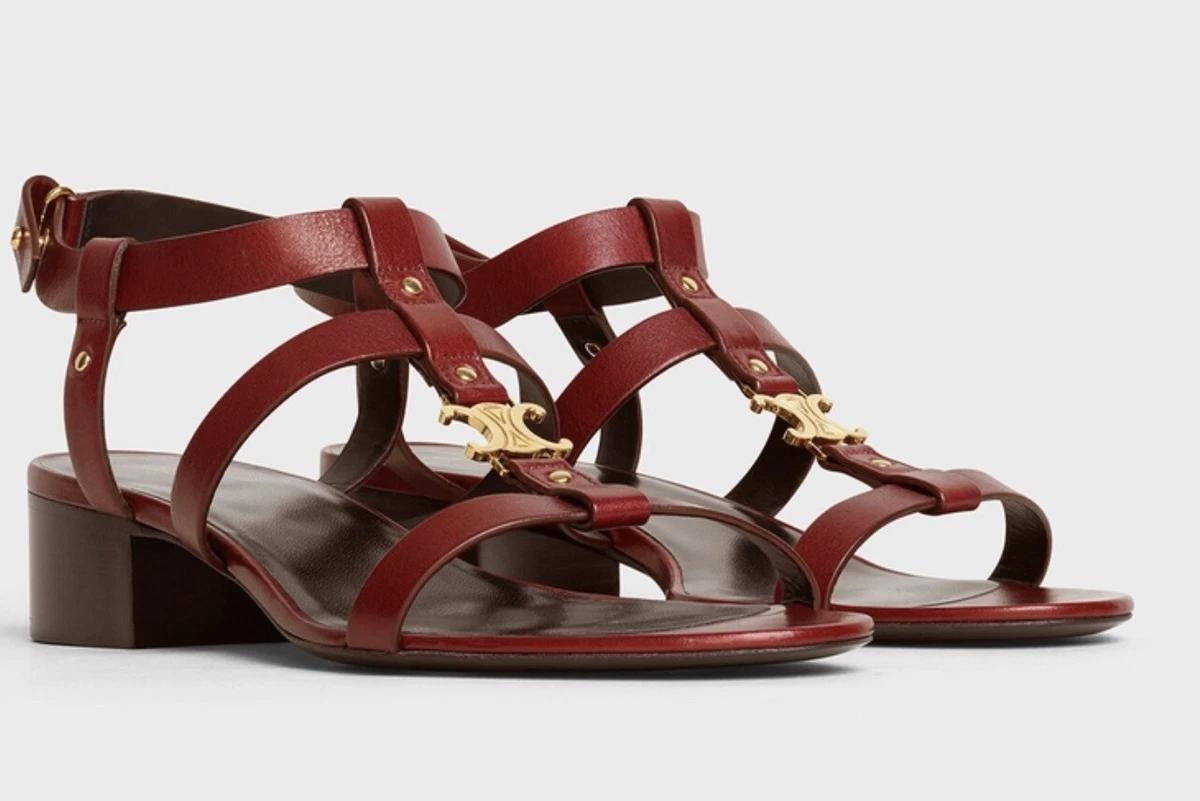 CELINE TRIOMPHE SANDAL IN CALFSKINBURGUNDY Sz 37.5 eBay