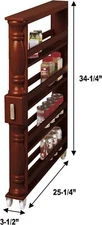 Slim Spice Can Rack Rolling Cart Wooden Space Saver & Storage Kitchen Organizer