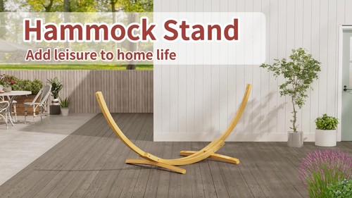 Outsunny 3(m) Wooden Hammock Stand for Garden, Patio, Natural - Video 1 of 1