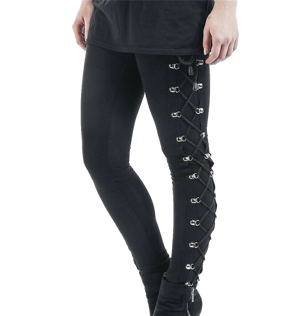 Leggings punk sólido de Poliéster para Mujer
