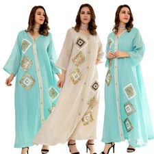 Sequins Kaftan Muslim Women Long Maxi Dress Dubai Abaya Evening Party Gown Loose
