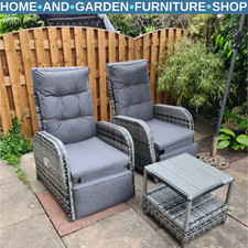 3-Piece Rattan Sofa Set Patio Furniture with Cushions & Chaise Longue Mixed Grey