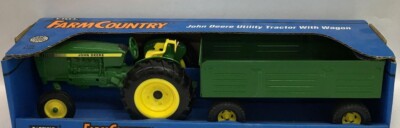 1994 John Deere Utility Traktor mit Wagen Ertl Farm Count OVP 43 cm