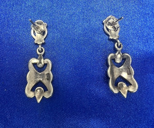 Orecchini pendenti vintage argento sterling - ART DECO REVIVAL marcasite SS244 - Foto 5 di 6