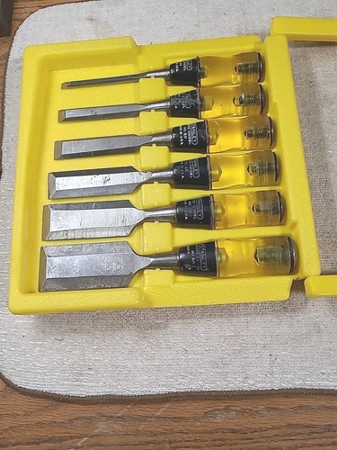 Vintage Stanley Chisel Set 6 Piece 16-601 (66) & Tray #60 USA MADE TOOLS - Picture 12 of 14