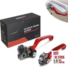 Dirt Bike Foldable Clutch Brake Levers,CNC Breakaway Levers for CRF250F Red