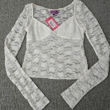 Sheer Y2K Babydoll Top Mesh Coquette Floral Fairy Whimsigoth Romantic XS