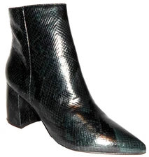 MARC FISHER Green Snake Leather Zippered Bootie Sz7.5M
