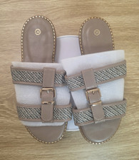Women s Beige Black Woven Double Strap Buckle...