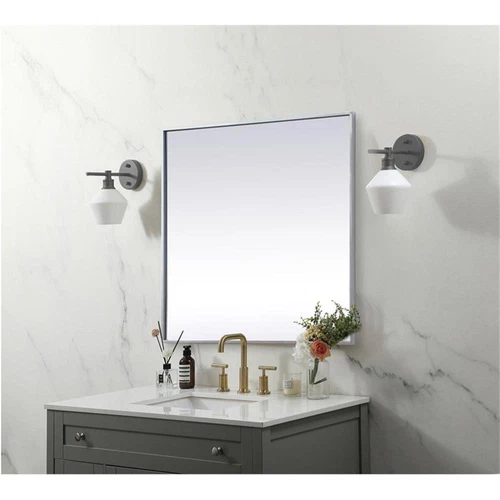 Elegant Decor Eternity 30" Square Modern Metal/MDF Wood Vanity Mirror in Silver - Picture 8 of 9