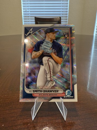 2024 Bowman Chrome AJ Smith Shawver (RC) #22 Braves Wave Refractor Card  /100