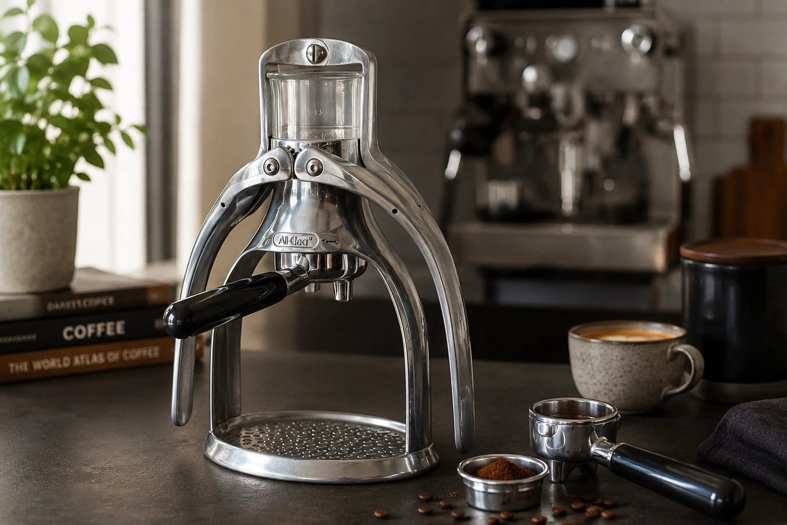 All-Clad Espresso Coffee Tamper Press Station Commercial Portafilter Holder