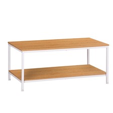 39" 2-Tier Coffee Table with Storage Shelve Industrial Natural Wood Coffee Table