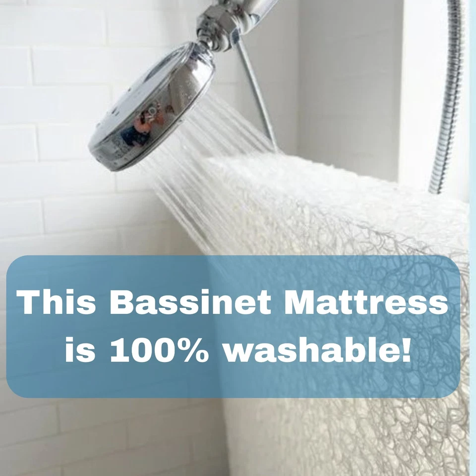 First Essentials Baby Bassinet Cradle Mattress OVAL *12 SIZES* Foam Waterproof - Image 2 of 4