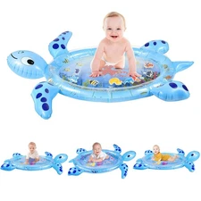Gebra Sea Turtle Tummy Time Water Mat – Inflatable Baby Play for Blue 