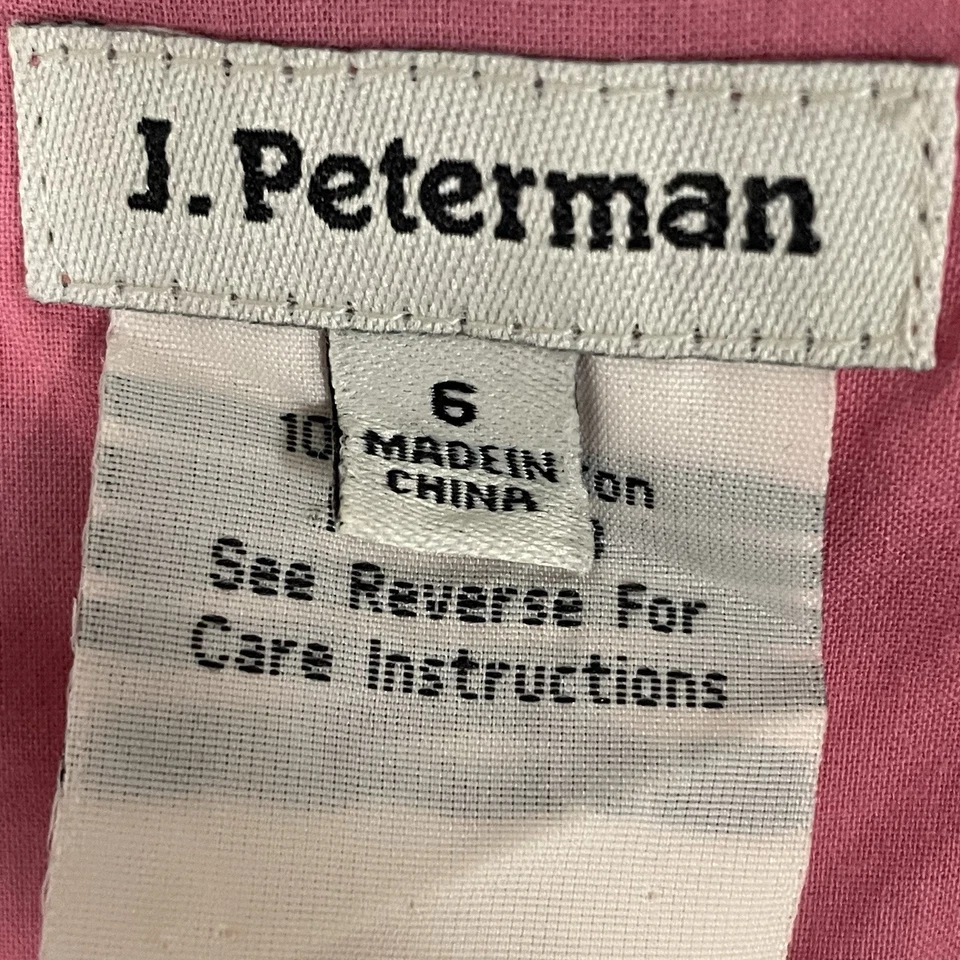 Vestido J Peterman Azul Rosa Lunares 100% Algodón Línea A Sin Mangas Cremallera Talla 6 Foto 3 de 4