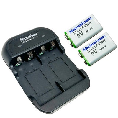 MaximalPower 2-PC 9-Volt Battery and Battery Charger Combo Pack