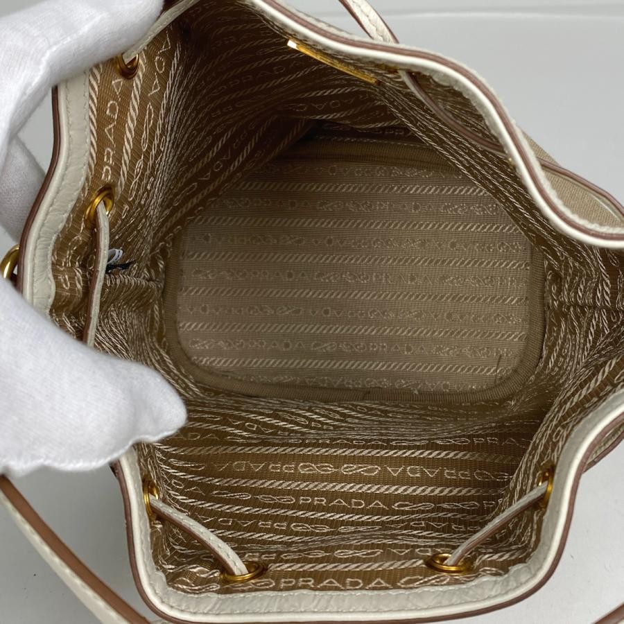 PRADA 2-Way Shoulder Bag 1BH097 Canvas Beige White #BS1233 thumbnail 7