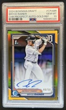 2024 Bowman Draft Bryce Rainer Chrome Auto Gold Refractor 1st #/50 Tigers PSA 10
