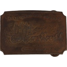 Brass Wells Fargo Stagecoach Bank Banker Transportation 70s Vintage Belt Buckle