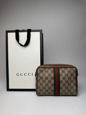 Pochette vintage Gucci Ophidia monogramma in pelle grigio marrone