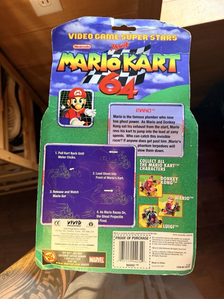 Toybiz Nintendo Mario Kart 64 Mario Figura de Acción con Pull Back Kart Nuevo en Caja Raro Foto 4 de 4